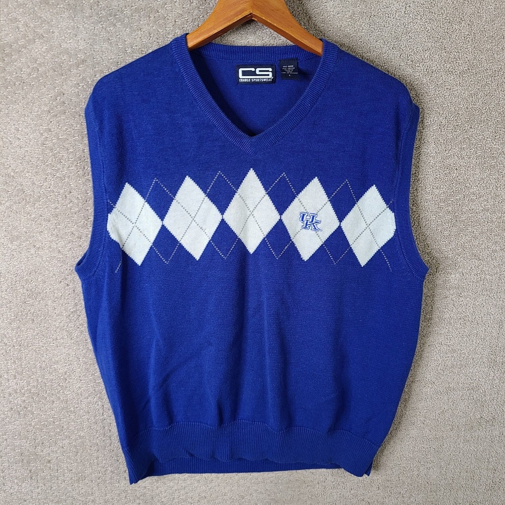 CS Club Sport Blue Argyle V-Neck Sweater Vest
